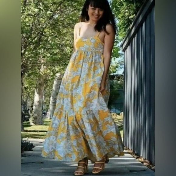 Zara Blogger Favourite Yellow Printed Poplin Midi Dress - Picture 3 of 13